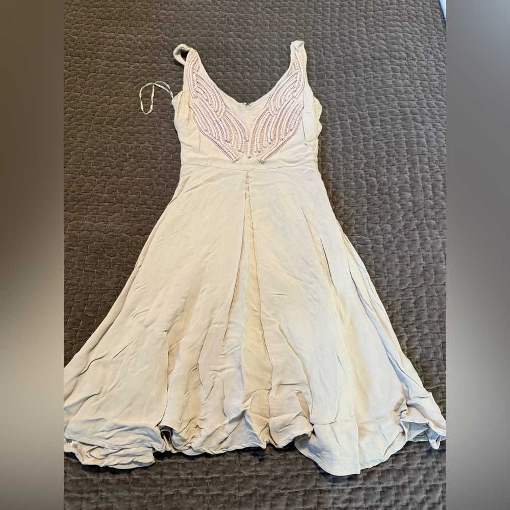Reiss Cream Embellished Mini Dress